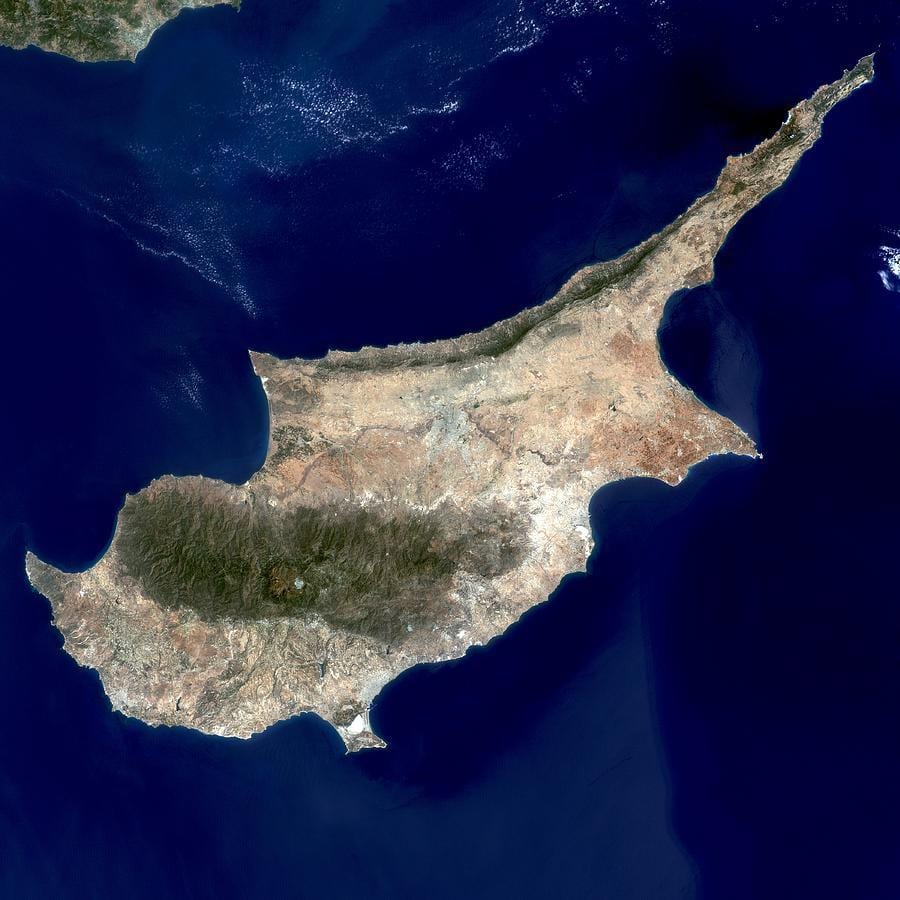 Արբանյակային քարտեզը Կիպրոսի 