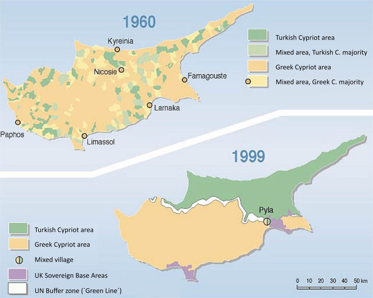 Կիպրոսի թուրքական հատվածը քարտեզի վրա