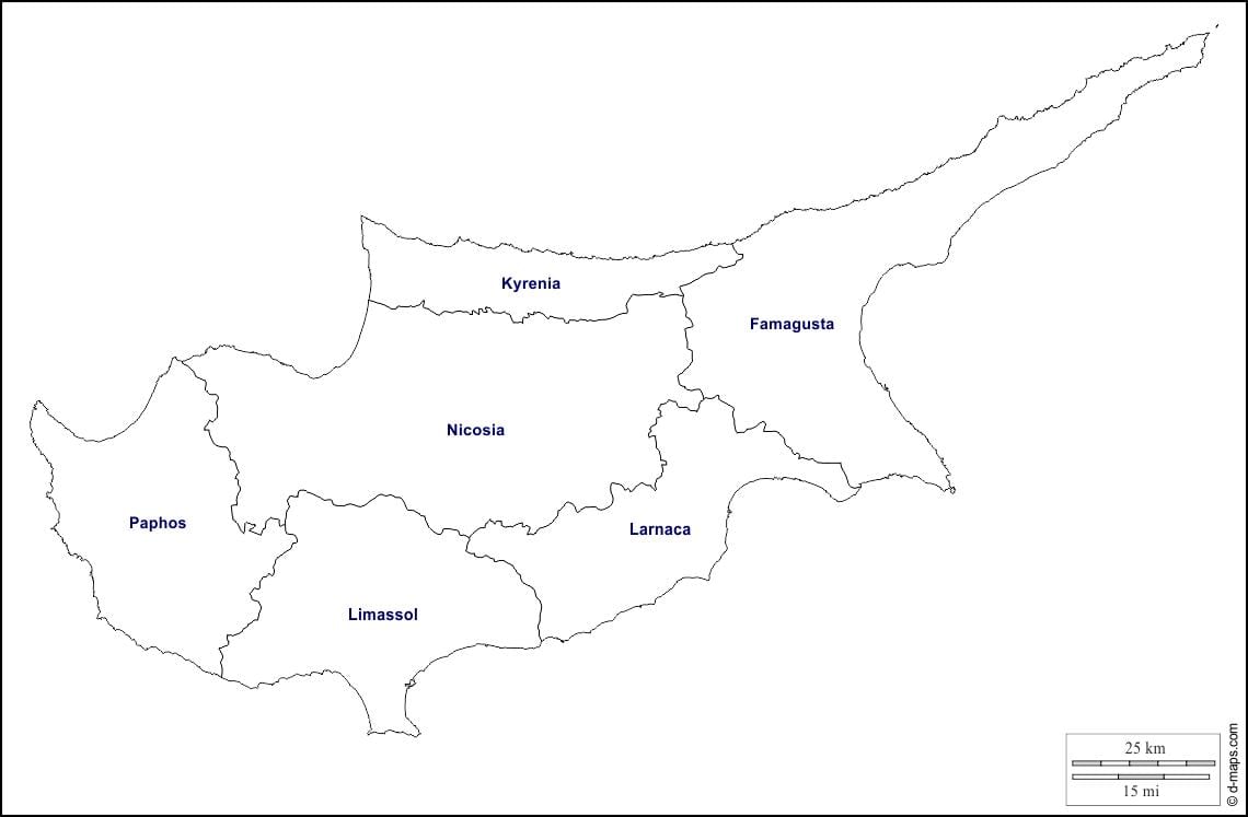 Քարտեզ Կիպրոսի ուրվագիծը