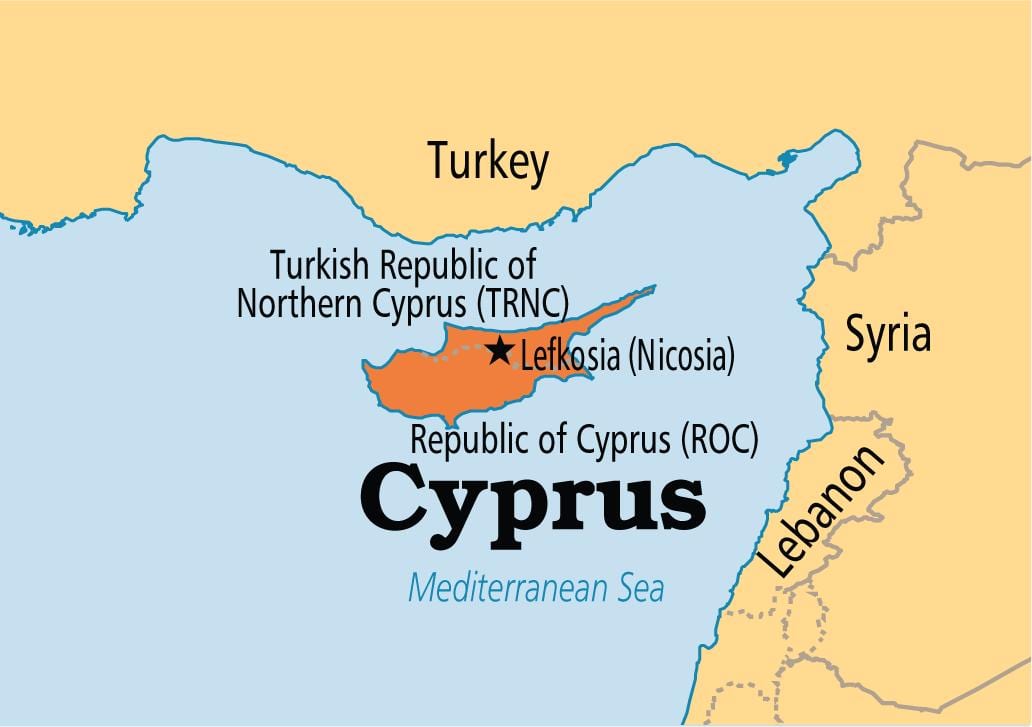 Կիպրոսի հանրապետությունը քարտեզի վրա