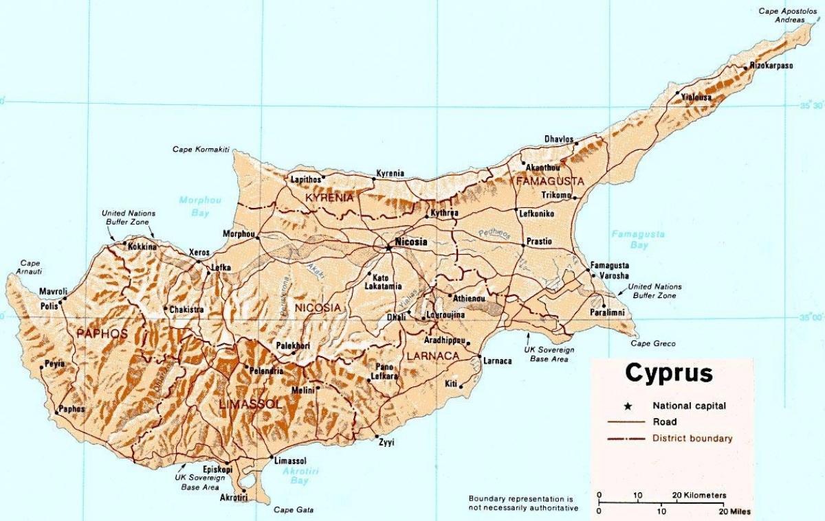 մանրամասն քարտեզը կղզիներ Կիպրոս 